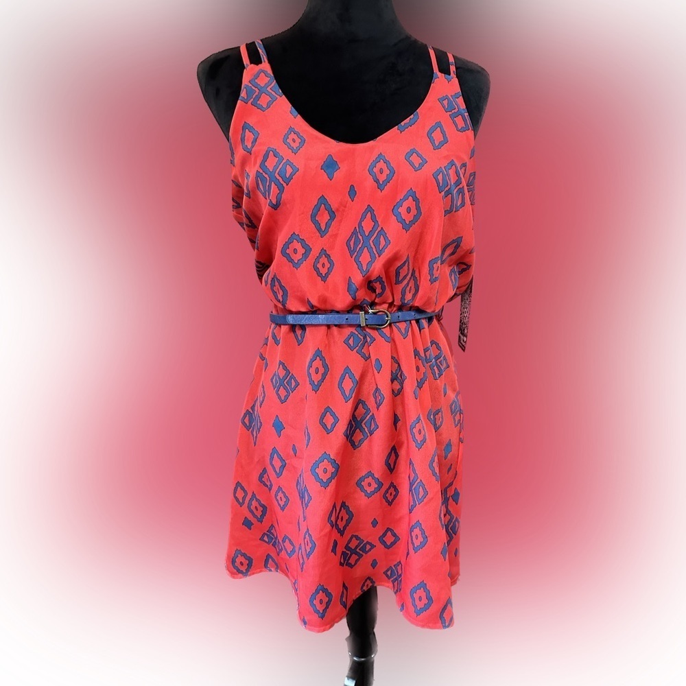 NWT Macys Sequin Hearts belted print dress